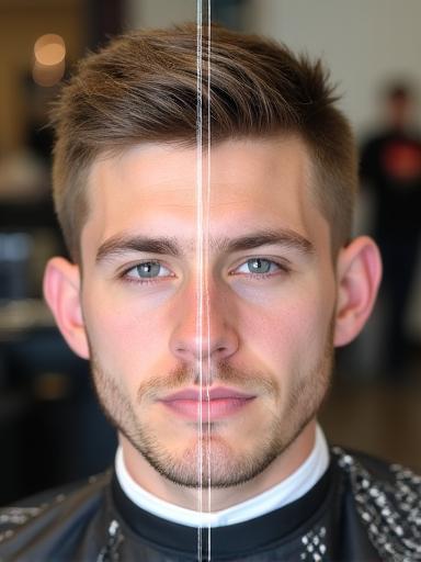 Before and after fade haircut transformation at Gilded Shears in downtown Mobile