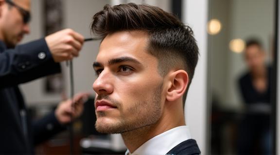 Executive hair styling session for Mobile professionals at Gilded Shears