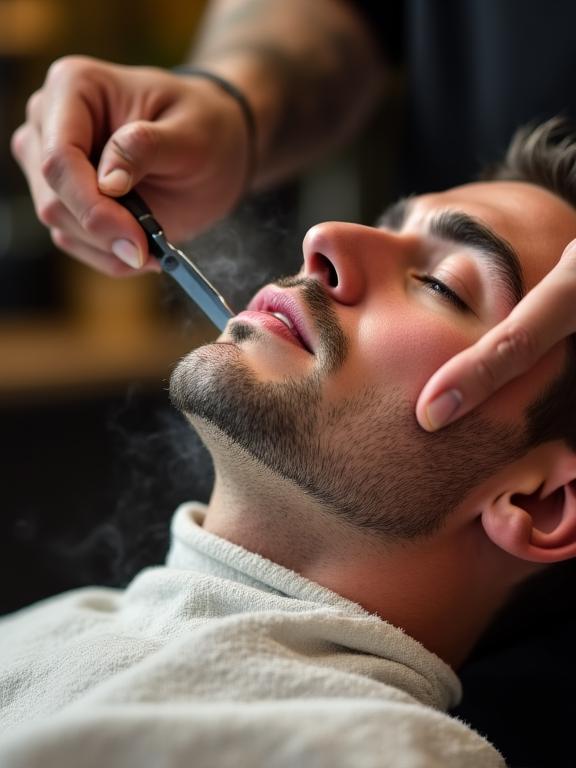 Traditional hot towel straight razor shave experience at Gilded Shears in Mobile, Alabama