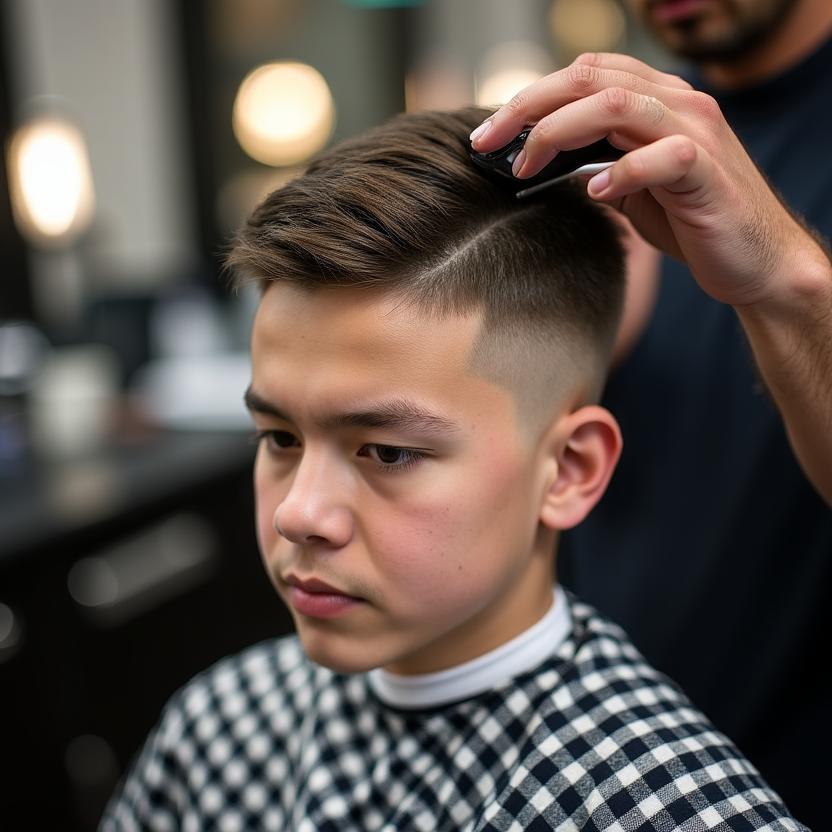 Precision haircut transformation at Gilded Shears downtown Mobile barbershop