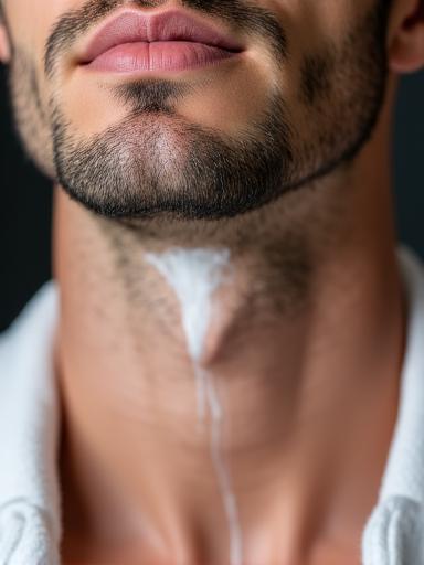 Hot towel straight razor shave result showing smooth skin at Gilded Shears